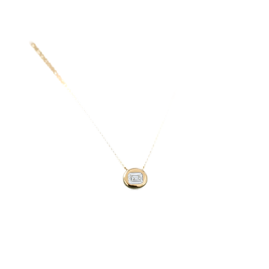 Emerald Cut Lab Diamond Bezel Necklace