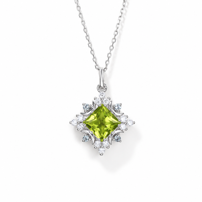 Princess-Cut Peridot Celestial Necklace in Sterling Silver — front view