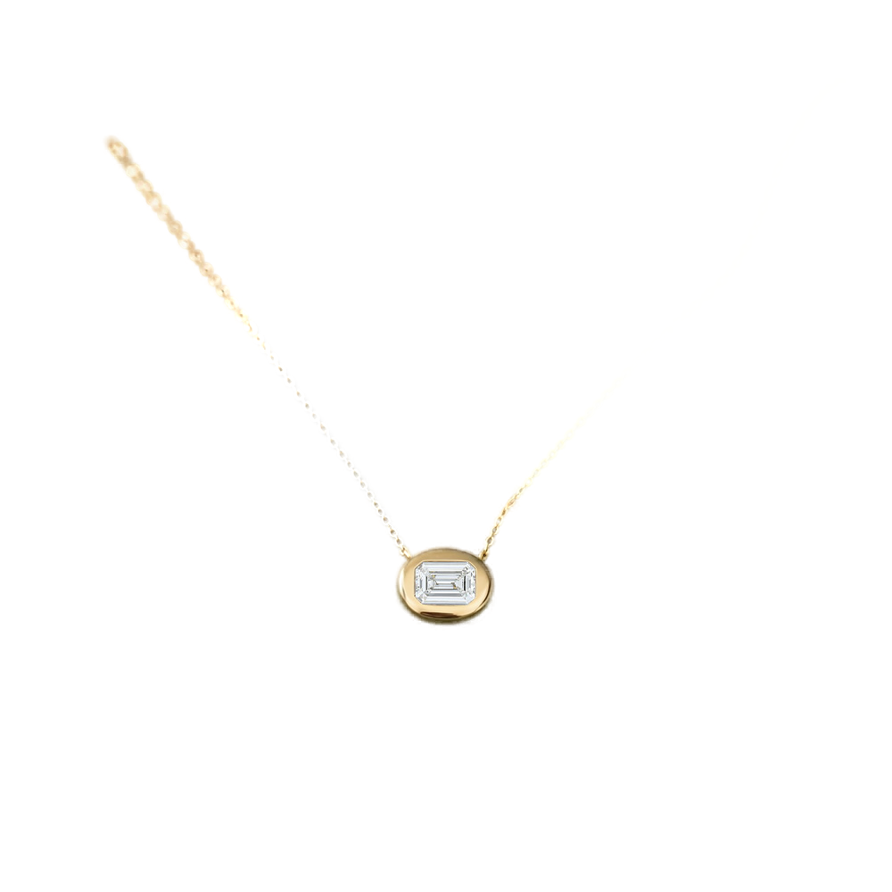 Emerald Cut Lab Diamond Bezel Necklace