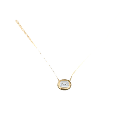 Emerald Cut Lab Diamond Bezel Necklace