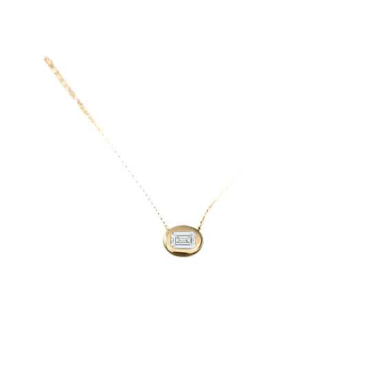 Emerald Cut Lab Diamond Bezel Necklace