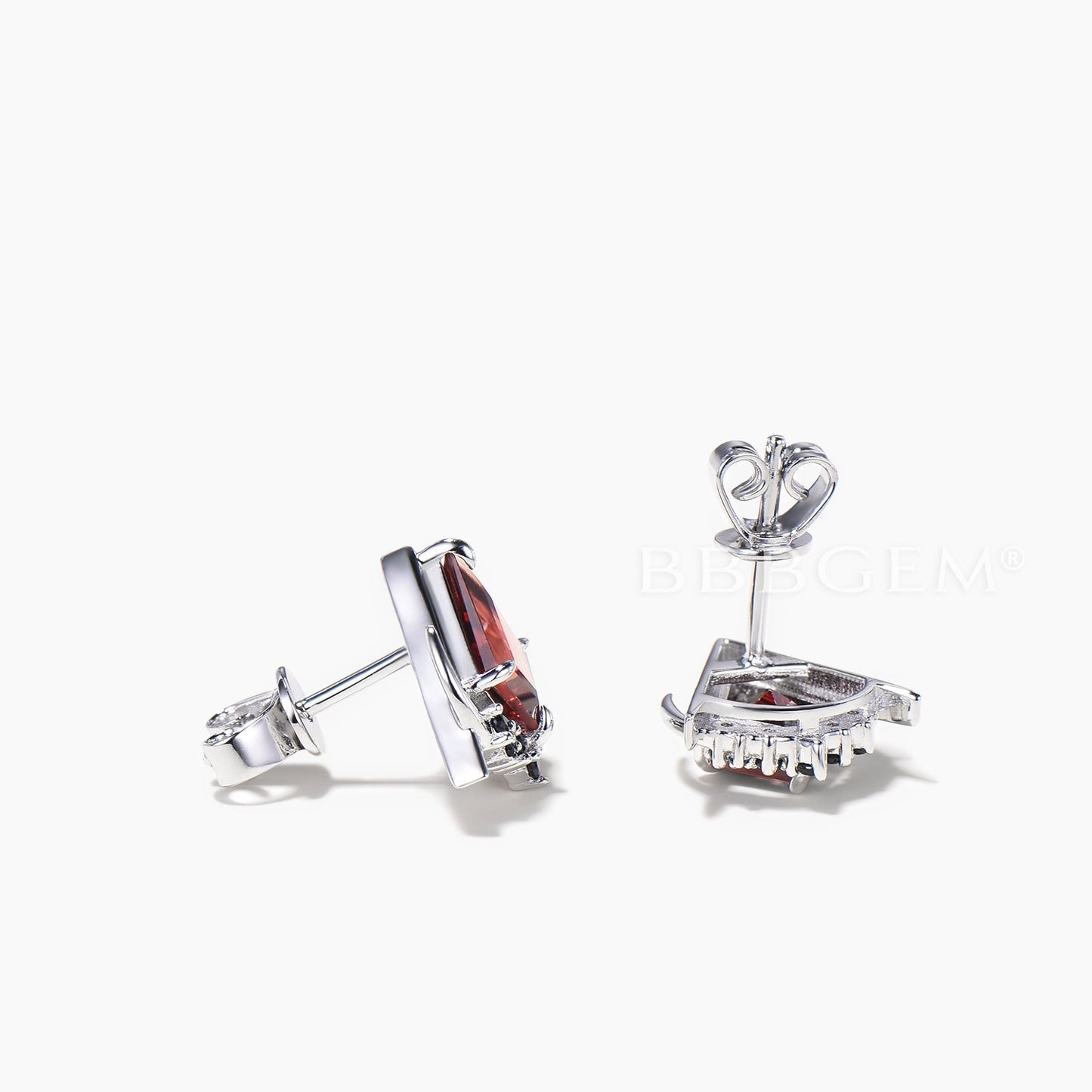 Kite Cut Natural Garnet Stud Earrings Black Spinel Celestial Wedding Earrings