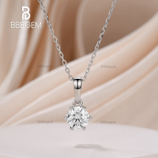 1CT Solitaire Moissanite Necklace, 14K White Gold Necklace, Minimalist Necklace, Dainty Moissanite Pendant, Silver Necklace, Bridal Gift (6)