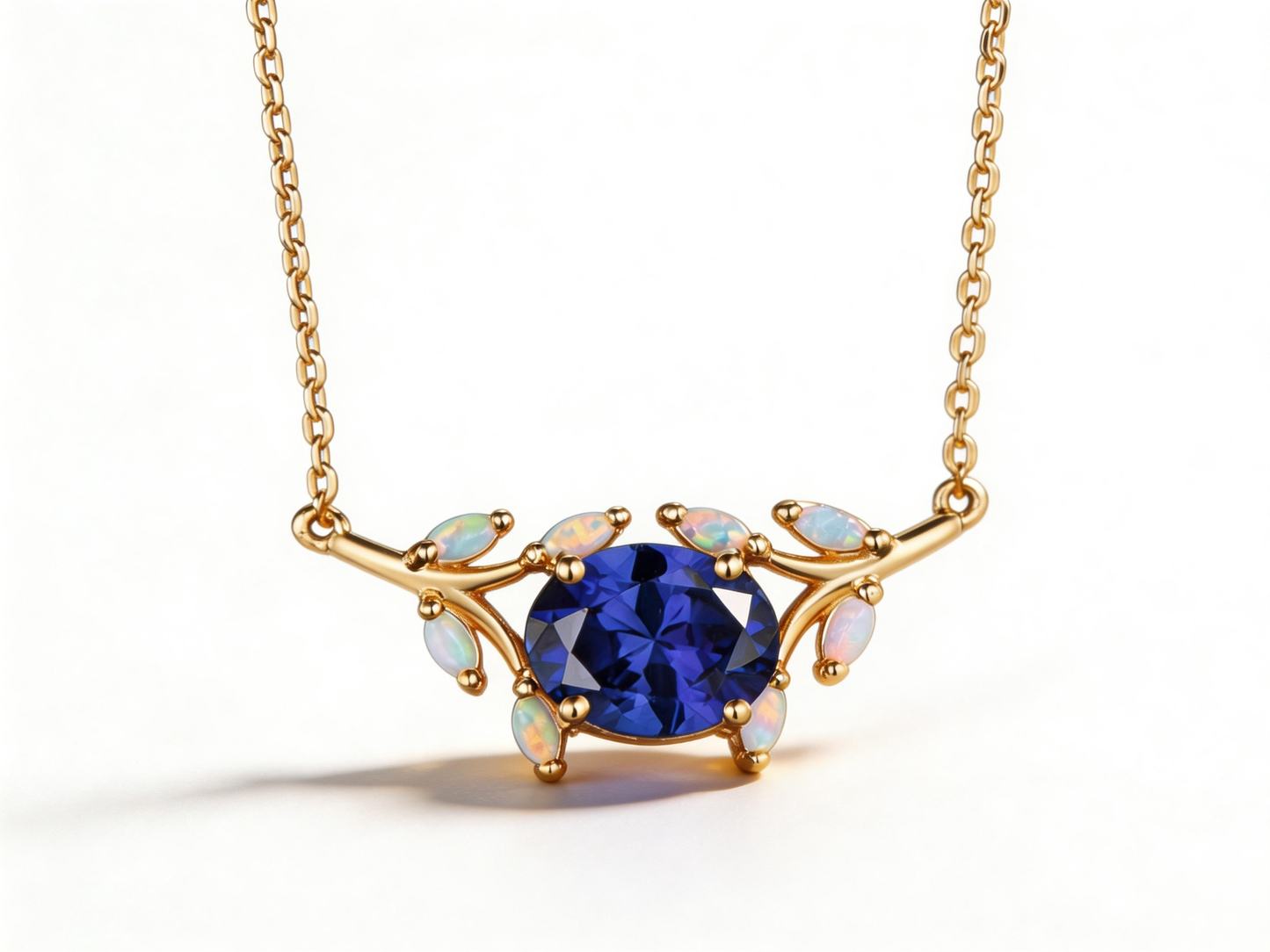 2ct Oval Blue Sapphire Necklace