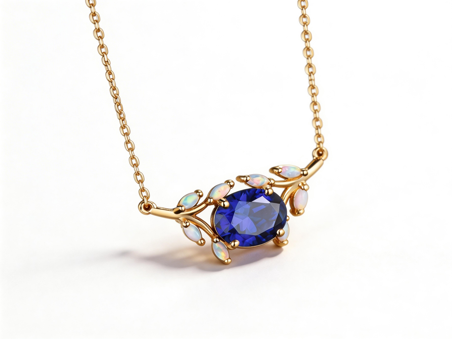 2ct Oval Blue Sapphire Necklace