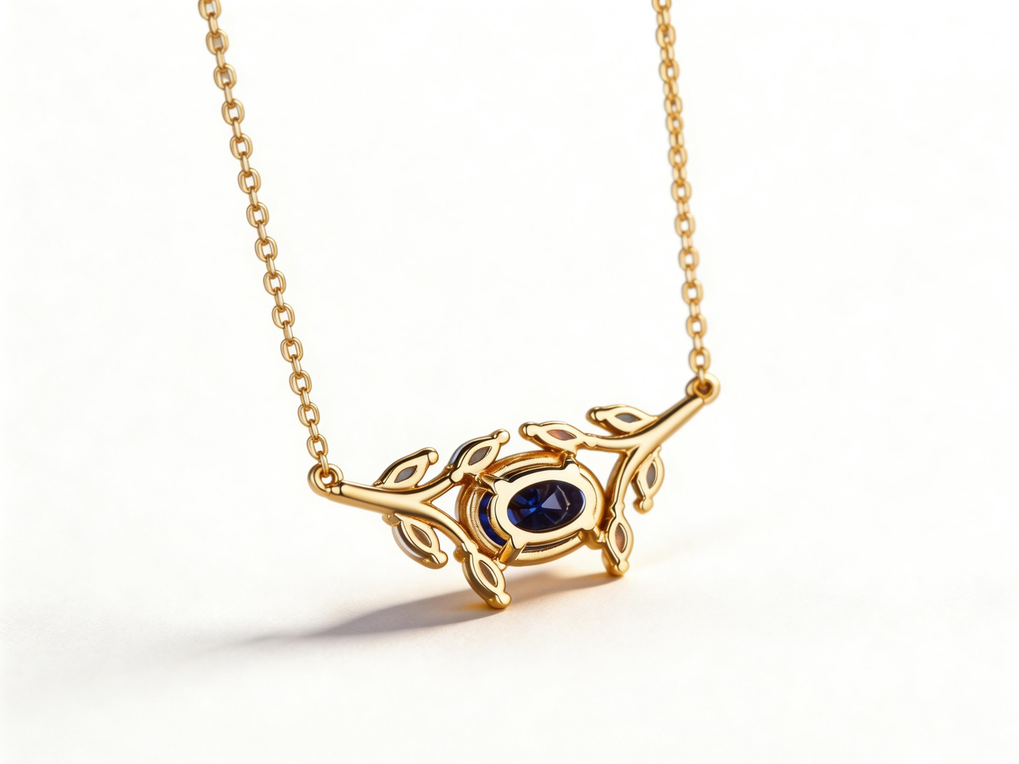 2ct Oval Blue Sapphire Necklace