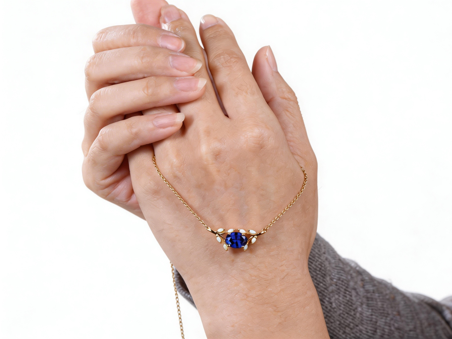 2ct Oval Blue Sapphire Necklace