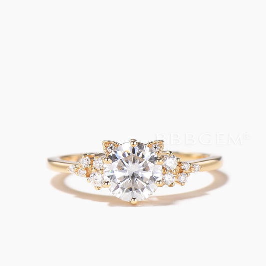 Moissanite Animal Inspired Ring 1.2CT Round Cut Moissanite Cat Engagement Ring