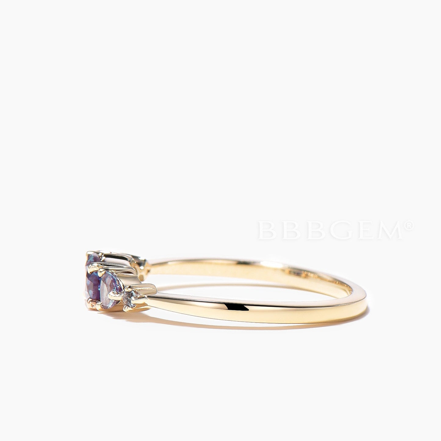 Alexandrite 5 Stone Ring Oval Cut Color-change Alexandrite Engagement Ring