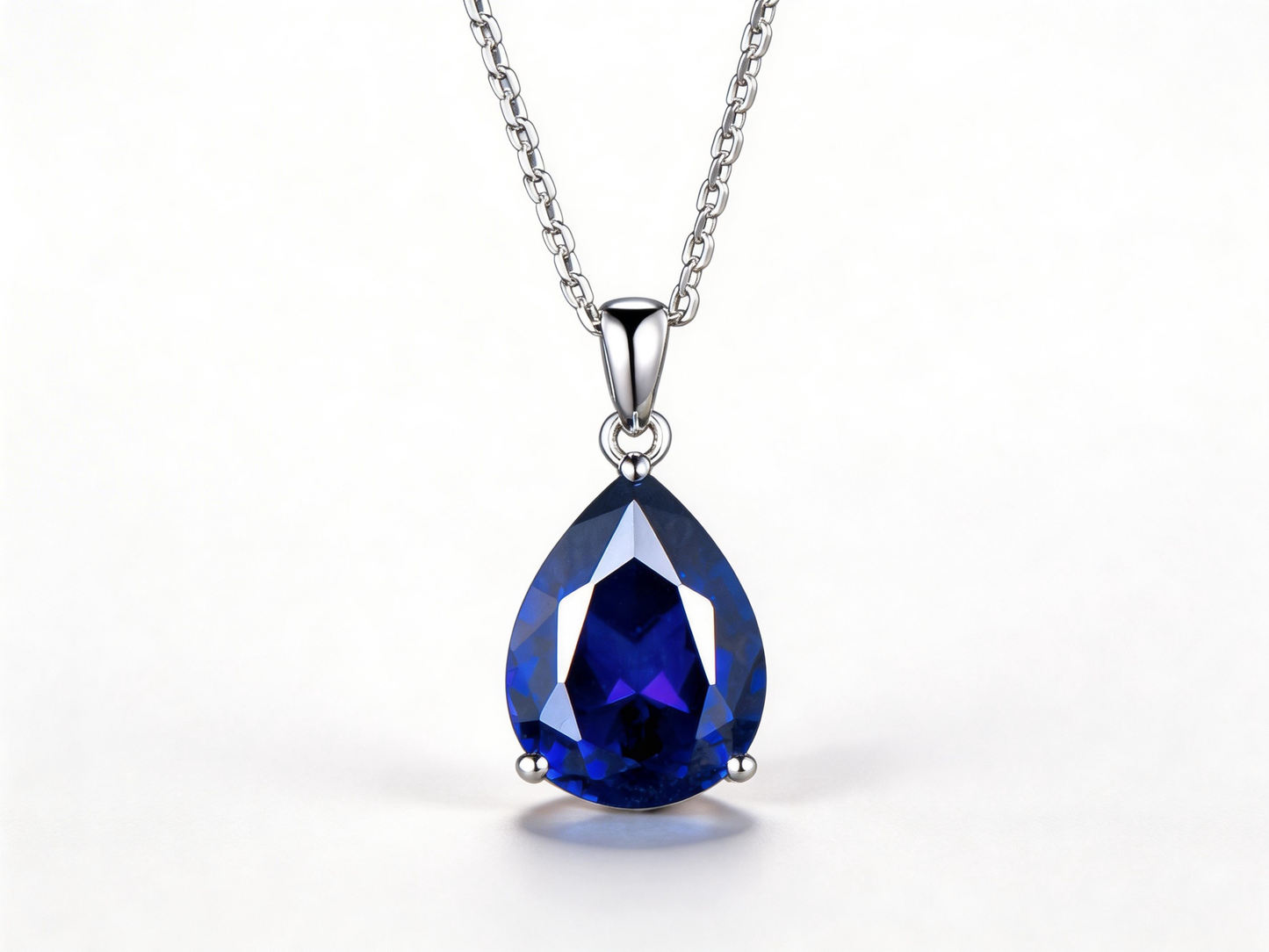 6ct Pear Cut Blue Sapphire Necklace