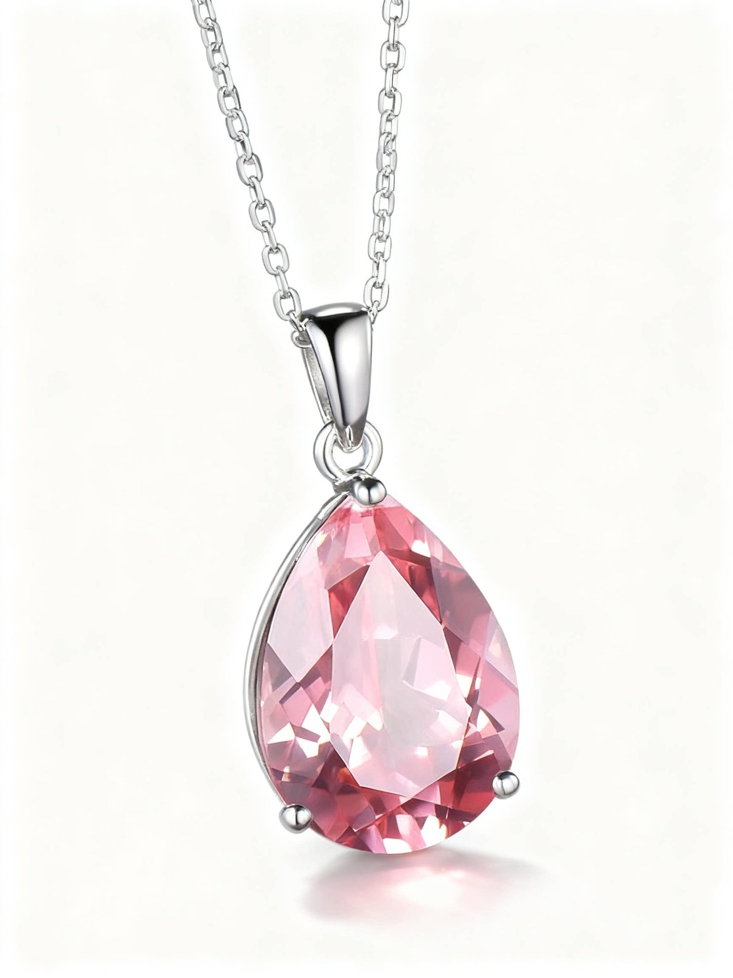 6ct Pear Cut Padparadscha Necklace | Peach Pink Sapphire Teardrop Pendant | Whisper Vow