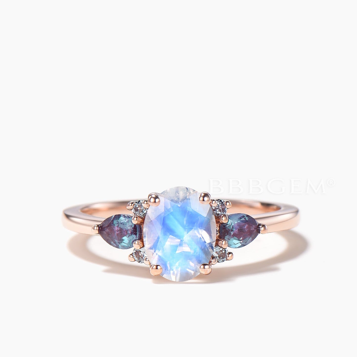 1.5CT Oval Cut Moonstone Engagement Ring Color-change Alexandrite Ring