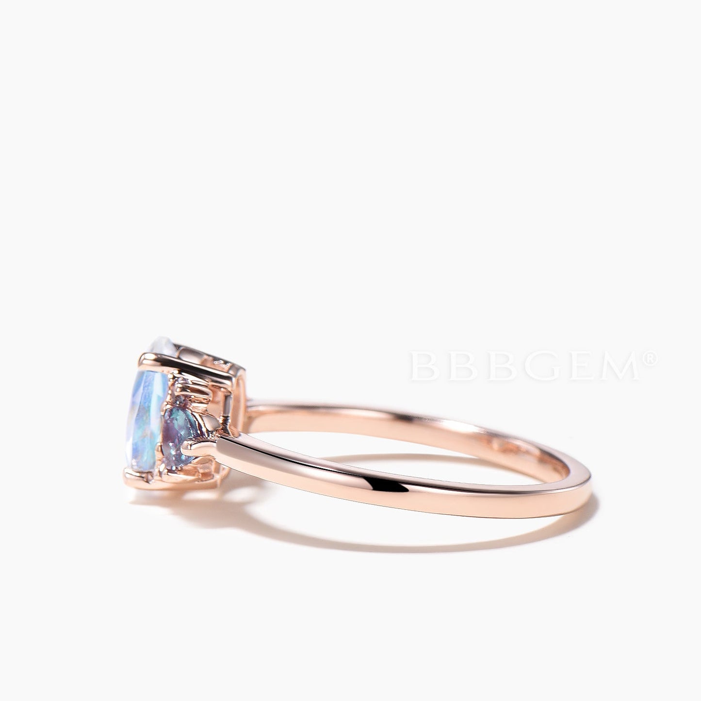 1.5CT Oval Cut Moonstone Engagement Ring Color-change Alexandrite Ring