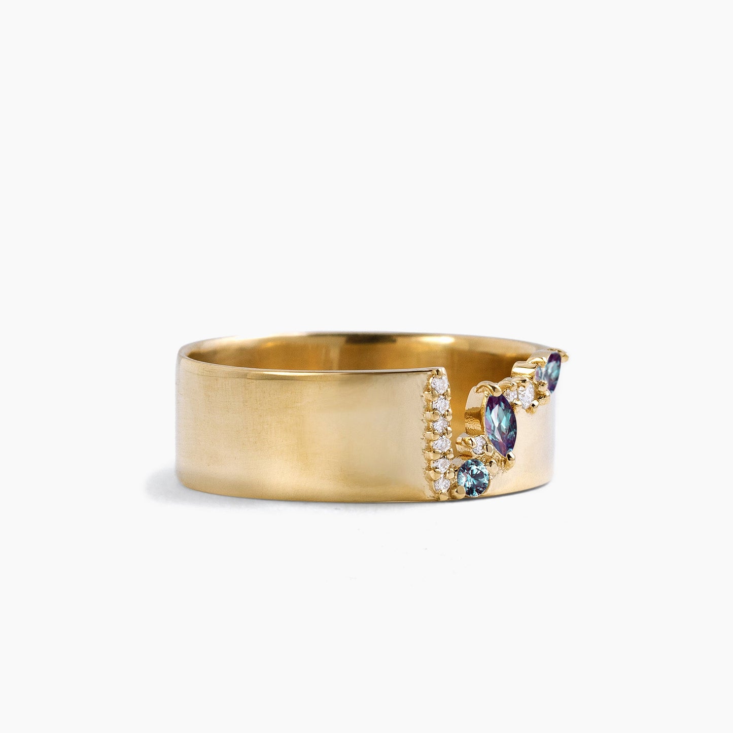 WhisperVow Alexandrite Diamond Cluster Wedding Band