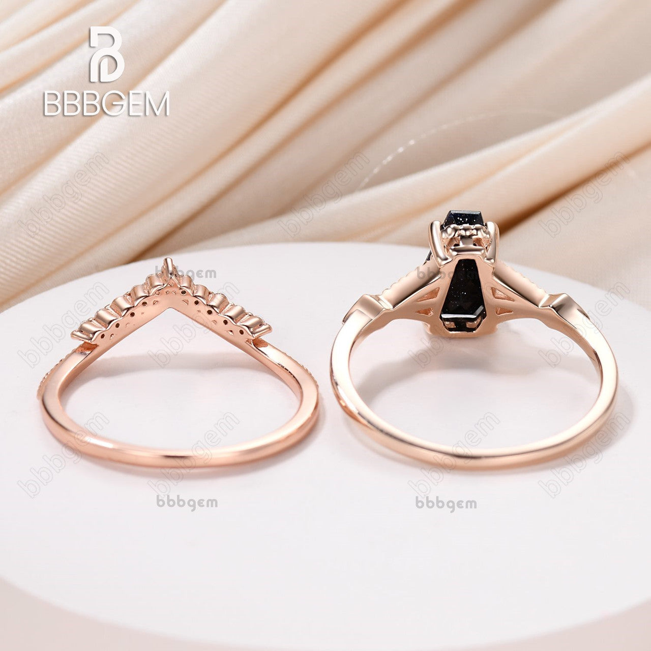 Coffin Blue Sandstone Ring Set-Blue Sandstone Jewelry Set-Blue Sandstone Engagement Ring Set