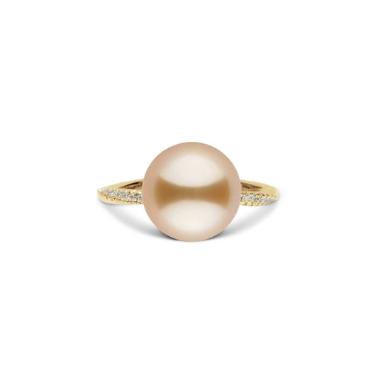 Pirouette Collection 10.0-11.0 mm Golden South Sea Pearl and Diamond Ring