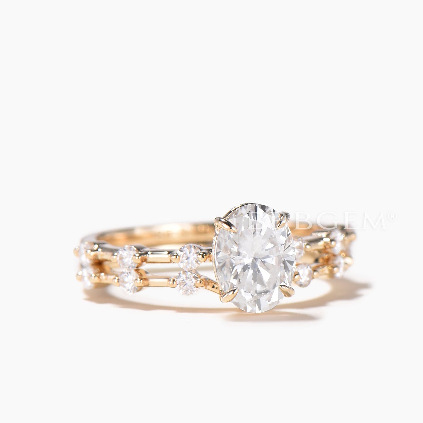 Oval Cut IGI Certificate Lab Grown Diamond Engagement Ring Diamond Bridal Set