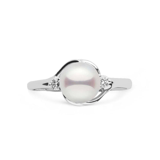 Tiara Collection 6.5-7.0 mm Akoya Pearl and Diamond Ring