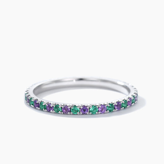 Birthstone Wedding Band Full Eternity Anniversary Ring Amethyst Emerald Stacking Ring