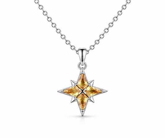Kite citrine north star sterling silver pendant necklace