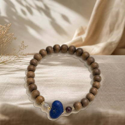 Kynam agarwood blue lapis accent bracelet side view