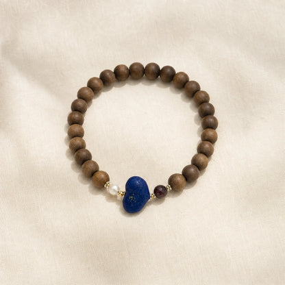 Kynam Agarwood Blue Lapis Accent Bracelet for Calm - WhisperVow standard product photo