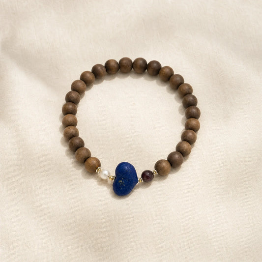 Kynam Agarwood Blue Lapis Accent Bracelet for Calm - WhisperVow standard product photo