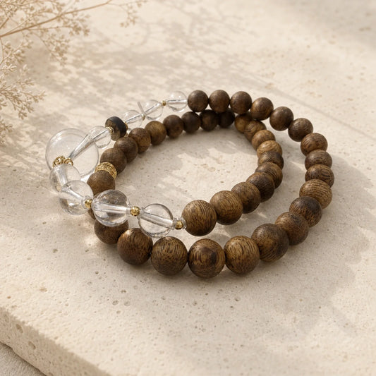 Kynam Agarwood Clear Quartz Bracelet for Clarity - WhisperVow standard product photo