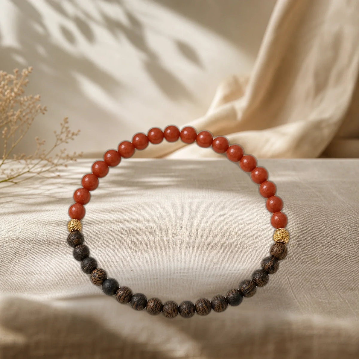 Kynam agarwood red agate bracelet side view