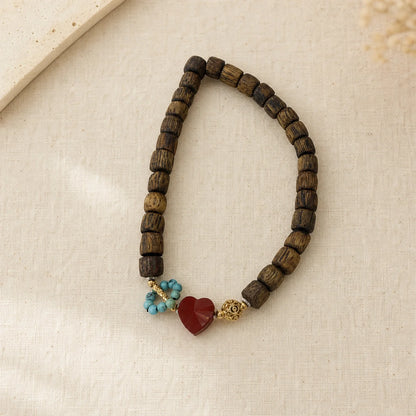 Kynam Agarwood Red Heart Turquoise Bracelet for Love - WhisperVow standard product photo