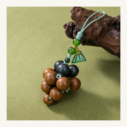 Lavender Osmanthus Grape Incense Bag Charm bead and cord detail