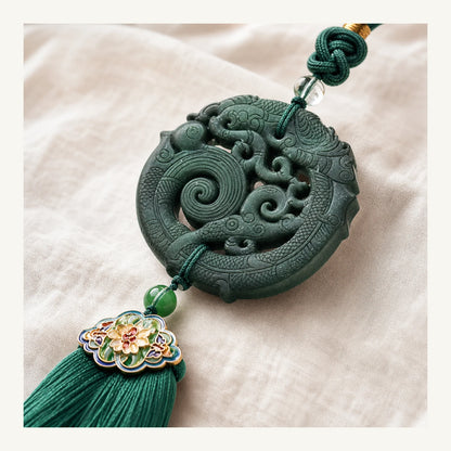 Lavender Scent Antique Dragon Incense Car Charm carved dragon detail