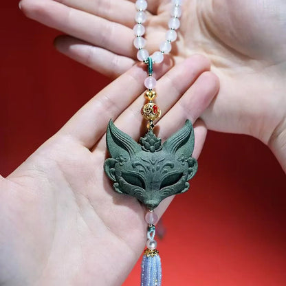 Square product image of a lavender scent fox pendant necklace