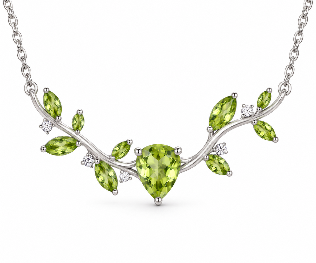 Morning Dew Vine peridot sterling silver necklace