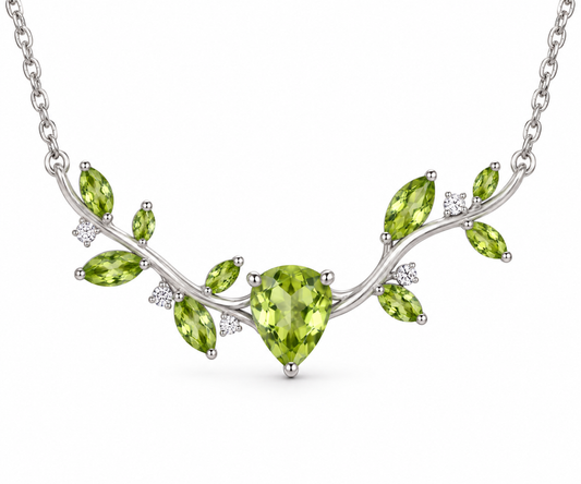 Morning Dew Vine peridot sterling silver necklace