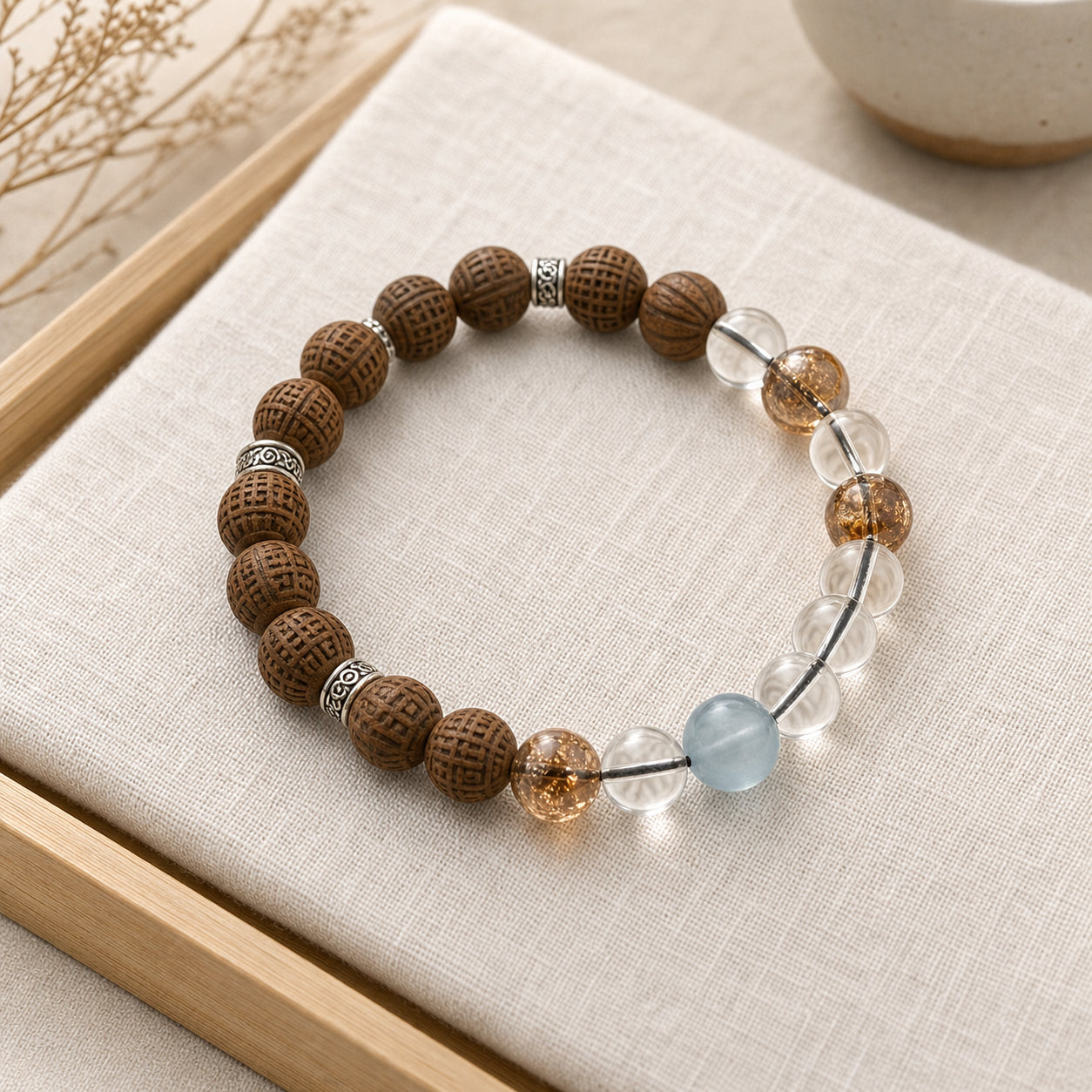 Osmanthus Scent Double Happiness Bead Bracelet front view