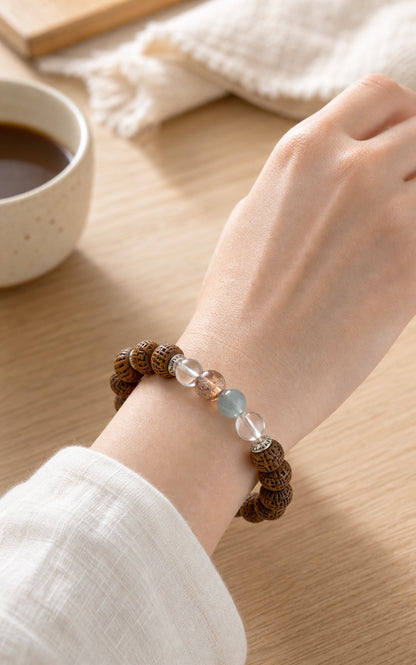 Osmanthus Scent Double Happiness Bead Bracelet worn on wrist