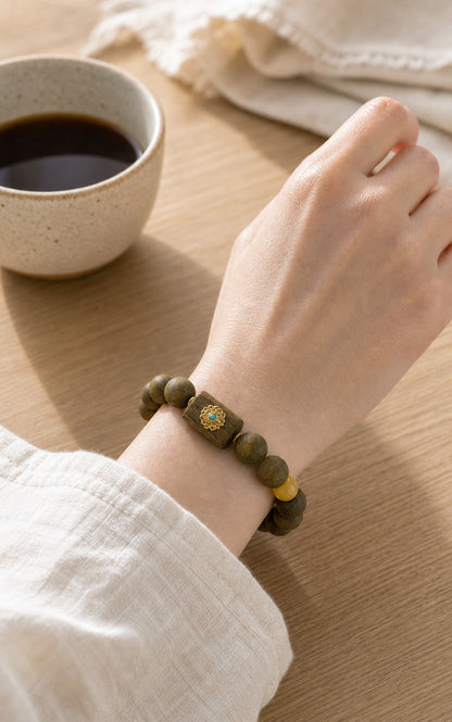 Osmanthus Scent Hexagonal Bead Bracelet worn on wrist