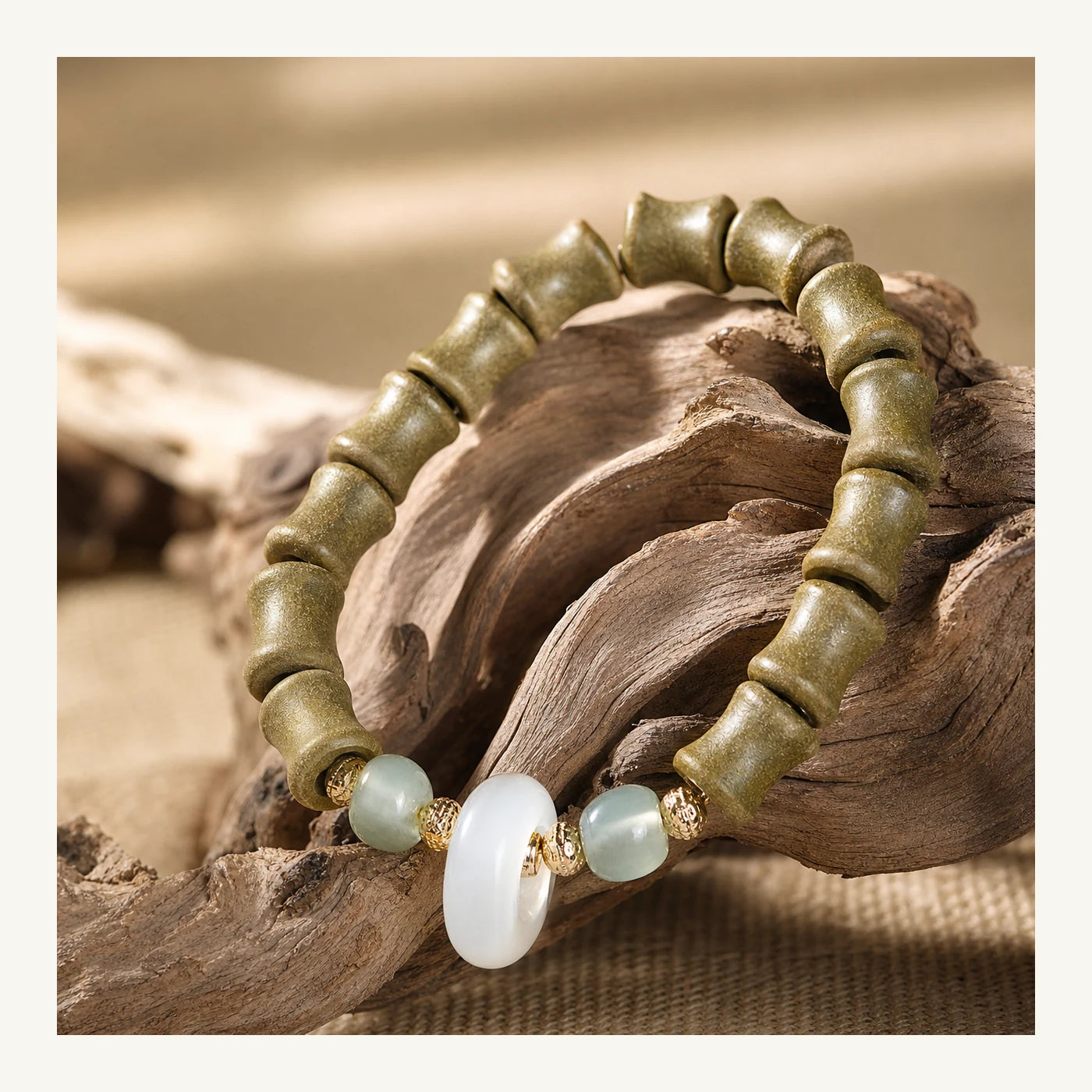 Osmanthus Scent Bamboo Joint Incense Bead Bracelet bamboo bead detail