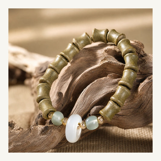 Osmanthus Scent Bamboo Joint Incense Bead Bracelet bamboo bead detail