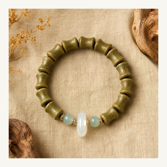 Osmanthus Scent Bamboo Joint Incense Bead Bracelet front view by WhisperVow