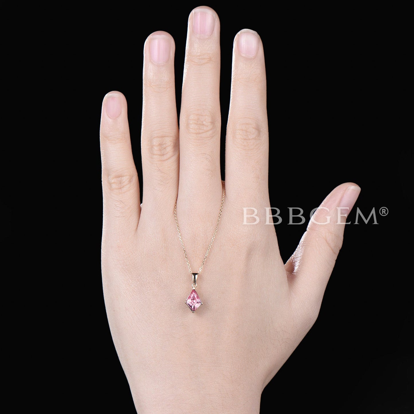 Kite Padparadscha Sapphire Necklace Rose Gold Peach Sapphire Pendant