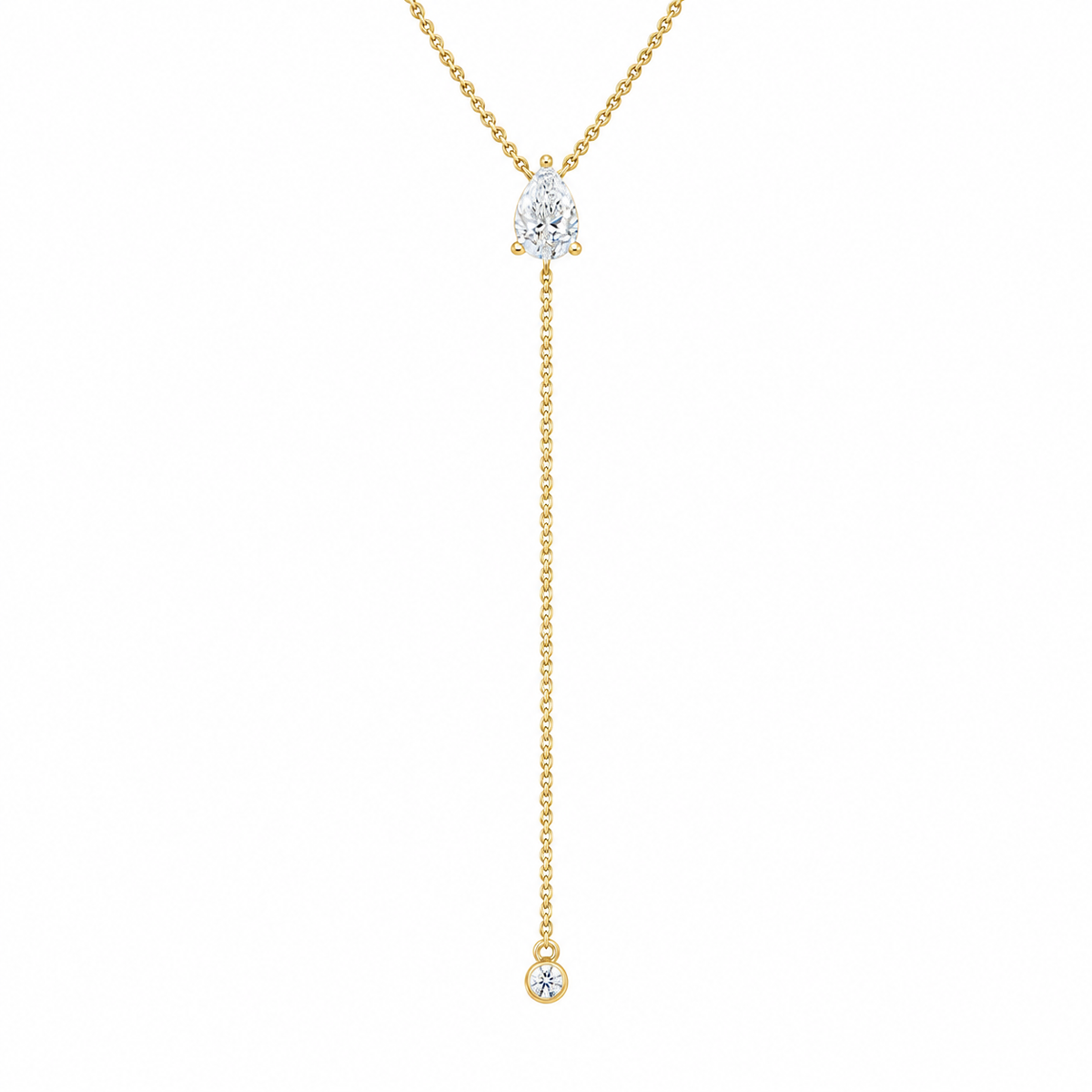 Pear cut lab diamond drop necklace - view 1