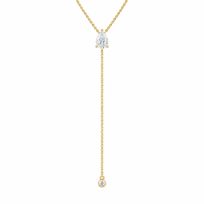 Pear cut lab diamond drop necklace - view 1