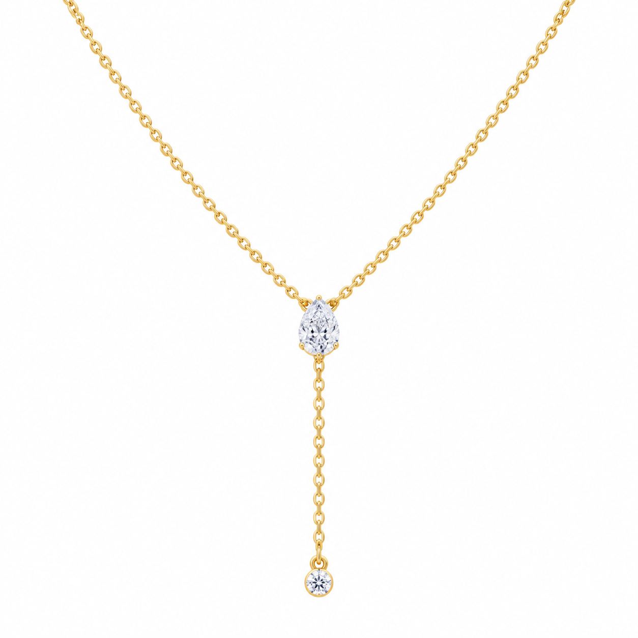 Pear cut lab diamond drop necklace - view 2