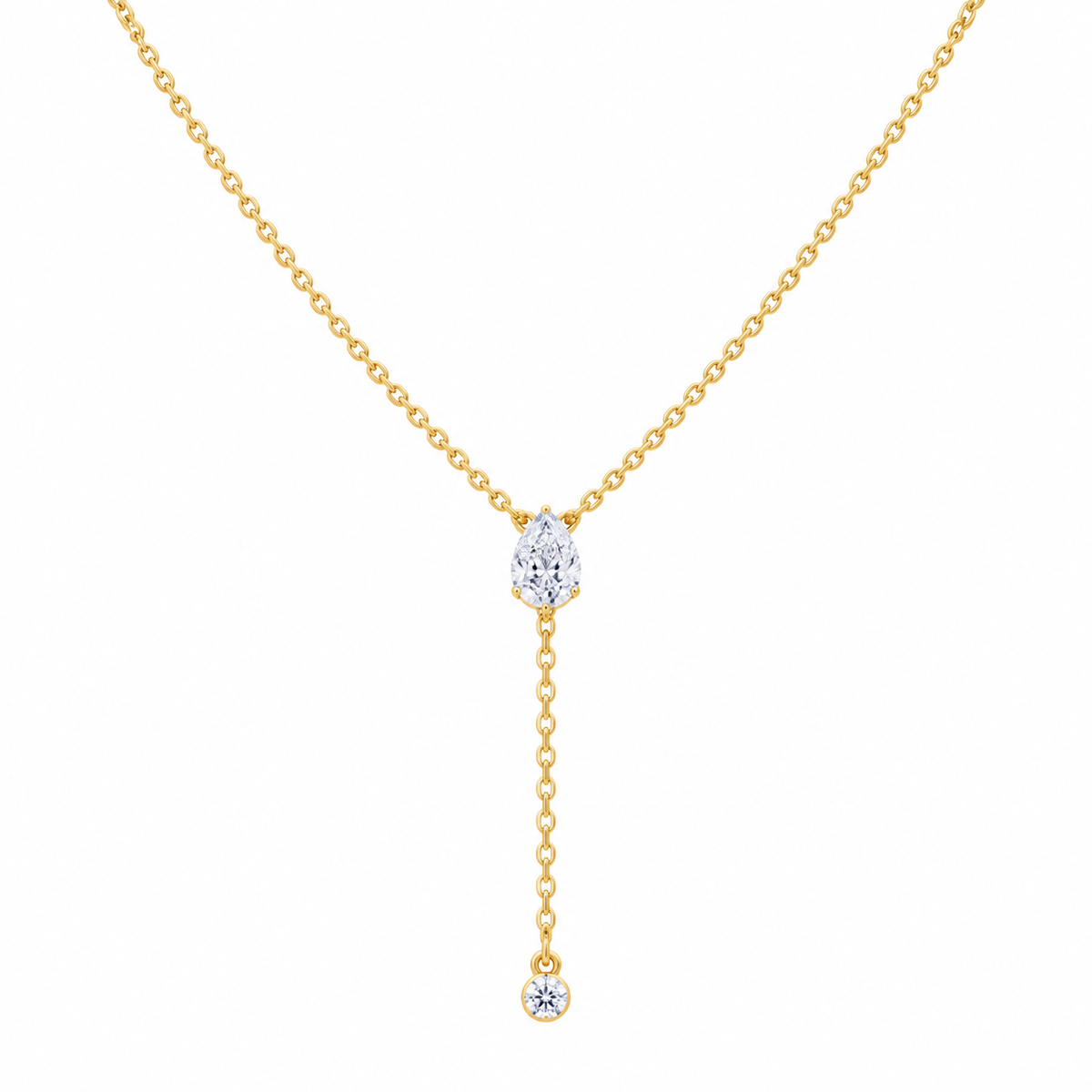Pear cut lab diamond drop necklace - view 2