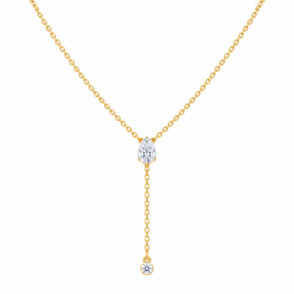 Pear cut lab diamond drop necklace - view 2
