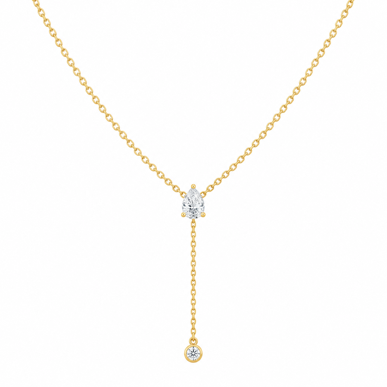 Pear cut lab diamond drop necklace - view 3