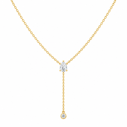 Pear cut lab diamond drop necklace - view 3