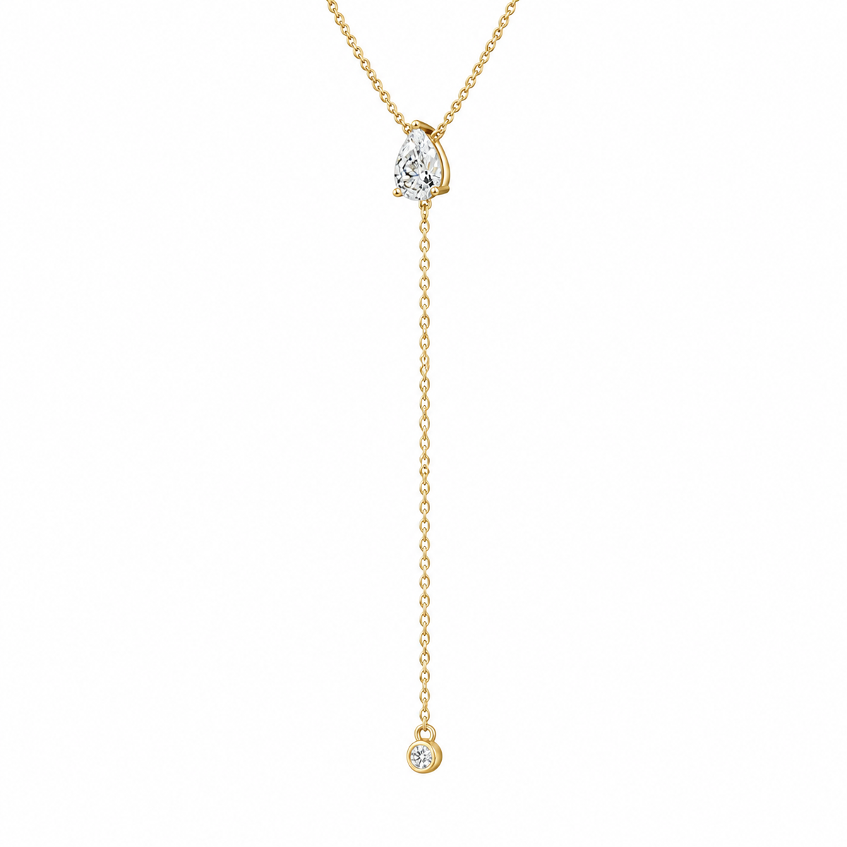Pear cut lab diamond drop necklace - view 4